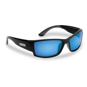 Razor Polarized Sunglasses in Black Frame with Smoke in Blue Mirror Lens