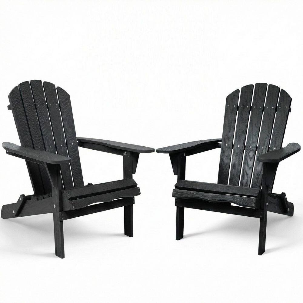 Classic Black Folding Cedar Wood Adirondack Chair with Wood Grain (2-Pack) price history on PriceWatchPro