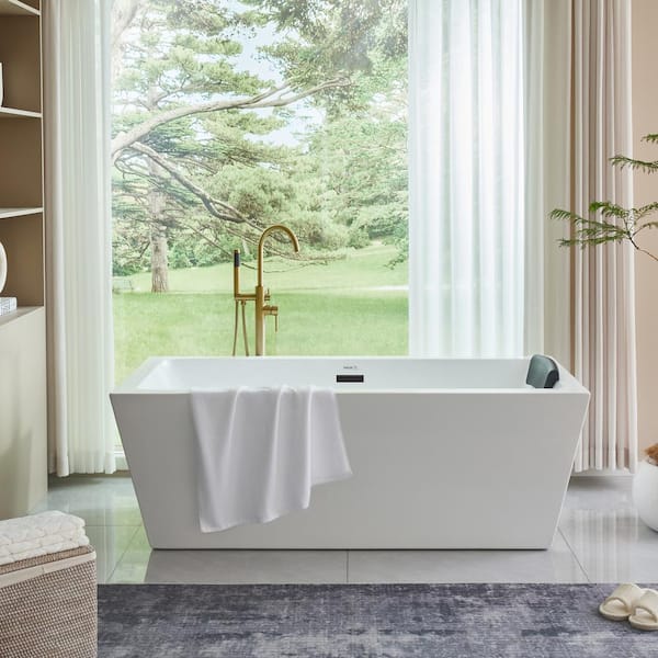 Vanity Art Tarbes 67 in. Acrylic Flatbottom Freestanding Bathtub in White/Matte Black
