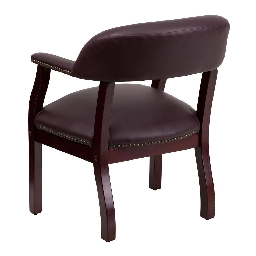 Burgundy LeatherSoft Traditional Office Chair with Brass Nail Trim