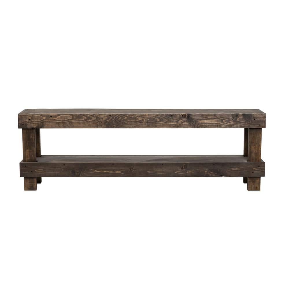 Del Hutson Designs Rustic Dark Walnut Contemporary Farmhouse Solid Wood Bench Large Dhd1315dw The Home Depot