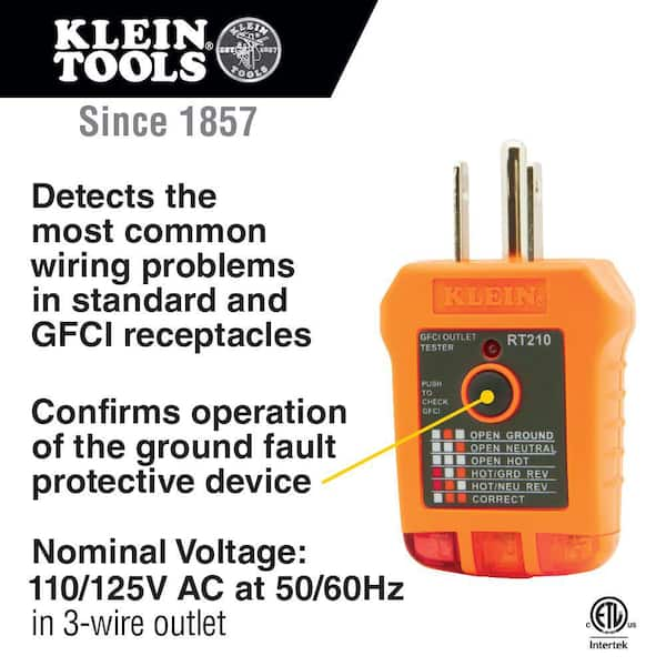 Klein Tools GFCI Outlet Tester RT210 - The Home Depot