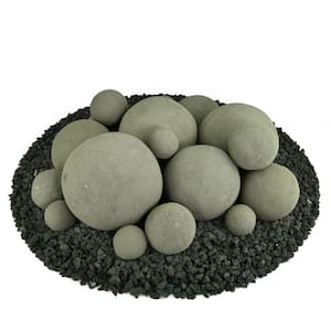 Mixed Set of 18 Ceramic Fire Balls in Charcoal Gray