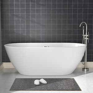 Freestanding 63 in. Contemporary Design Acrylic Flatbottom SPA Tub Bathtub in White