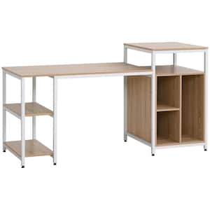 68 in. Modern Woodgrain Design Office Table Computer Desk Workstation Storage Bookshelf with CPU Stand