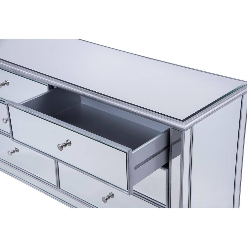 Hand Rubbed Antique Silver Mirrored 6-Drawer Dresser