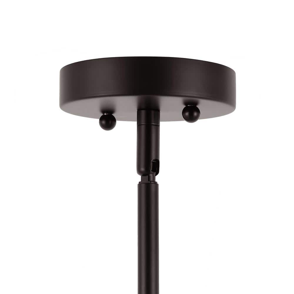 Bronze and White Fabric Double Drum 5-Light Chandelier