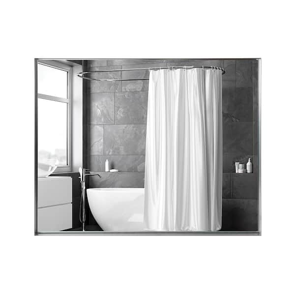 cadeninc 48 in. W x 30 in. H Rectangular Aluminium Framed Wall-Mounted Bathroom Vanity Mirror in Silver (Horizontal and Vertical)
