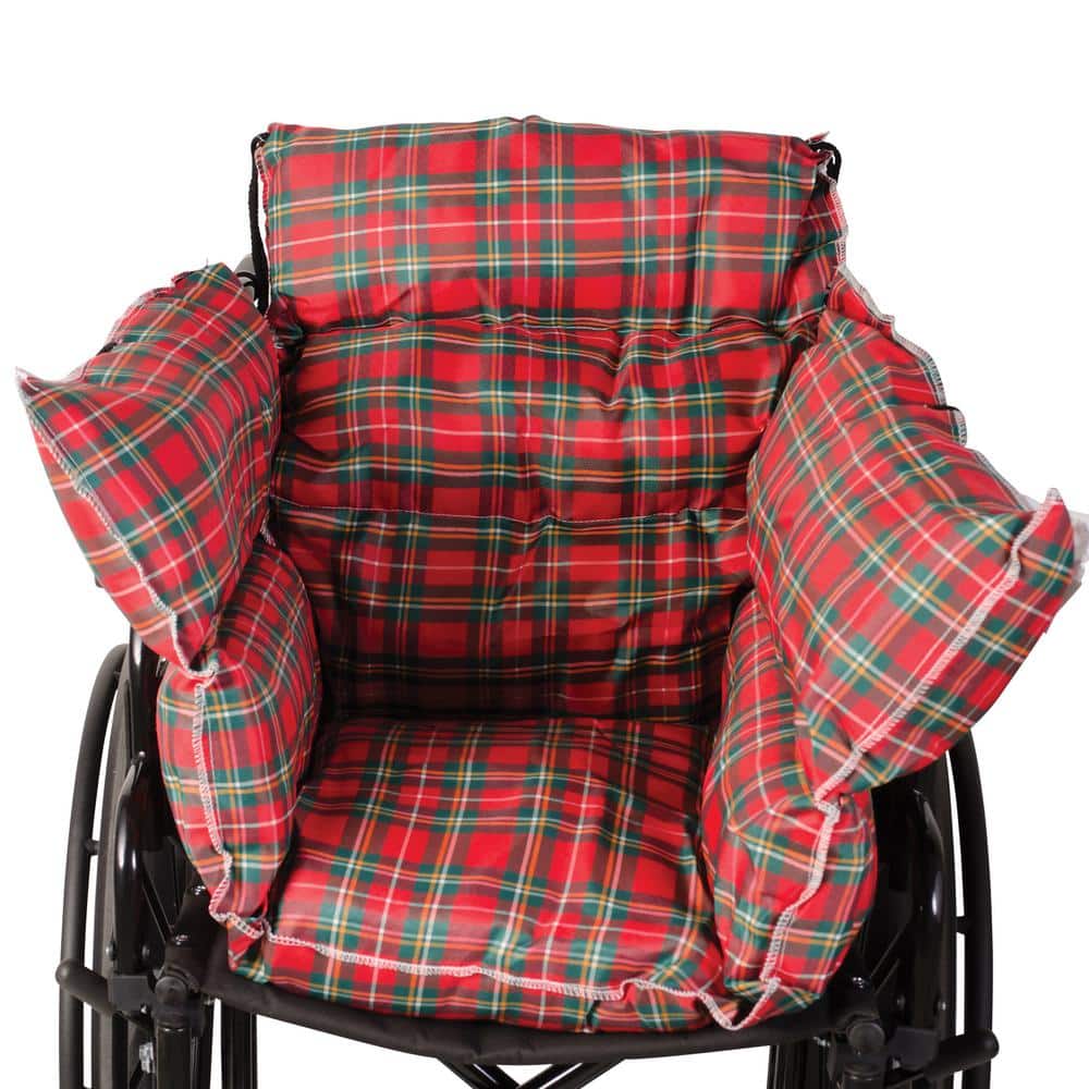 Plaid Hypoallergenic Polyester Fiberfill Wheelchair Cushion