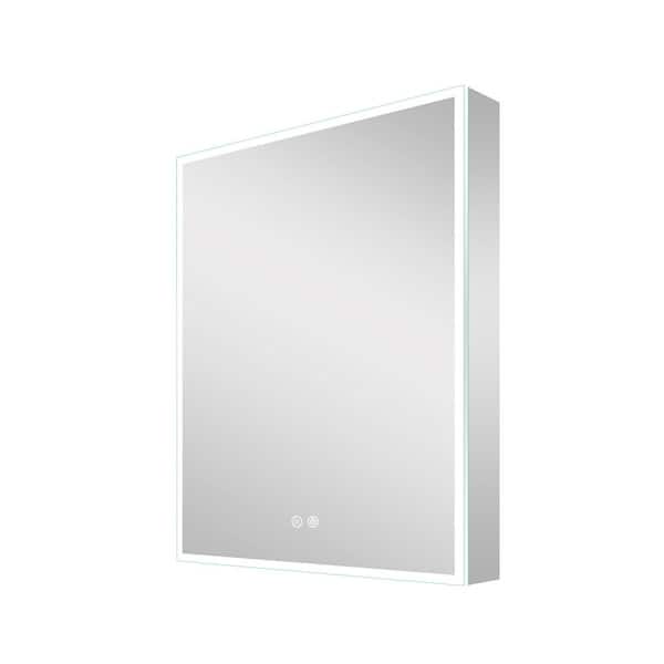 24 in. W x 30 in. H Rectangular Aluminum Recessed/Surface Mount LED Medicine Cabinet with Mirror, 3x Magnifying Mirror