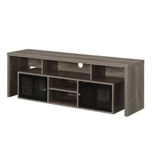 Lexington 59.25 in. Weathered Gray / Black Wood TV Stand Fits TVs Up to 65 in. with Storage Doors