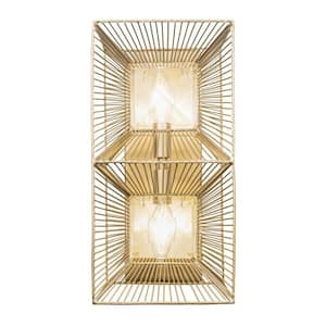 Arcade 2-Light French Gold Wall Sconce with Crystal Shade