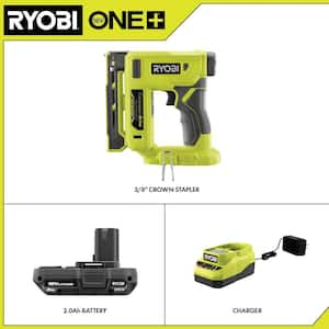 ONE+ 18V Cordless Compression Drive 3/8 in. Crown Stapler Kit with 2.0 Ah Battery and Charger