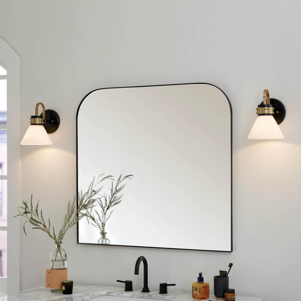 Black and Bronze Opal Glass Dimmable Wall Sconce
