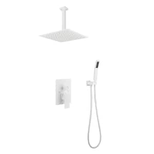 Single-Handle 1-Spray Shower Faucet 2 GPM 12 in. Ceiling Mounted with High Pressure Shower Heads Shower in White