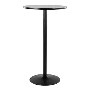 Pebble 3-Height Black Wood and Black Metal Pedestal Dining Table, Counter Table and Bar Table (Seats 2)