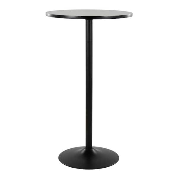 Lumisource Pebble 3-Height Black Wood and Black Metal Pedestal Dining Table, Counter Table and Bar Table (Seats 2)