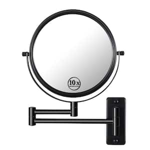 16.9 in. W x 11.9 in. H Small Round Magnifying Wall Mounted Bathroom Makeup Mirror in Black