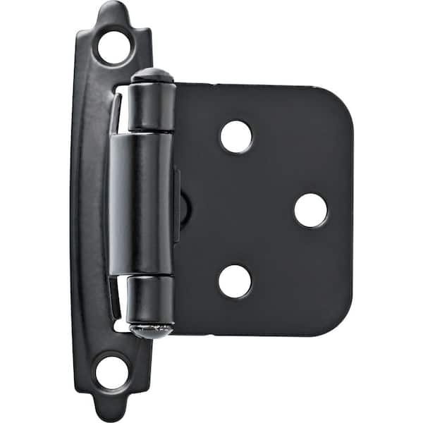 Matte Black Self-Closing Overlay Cabinet Hinge (5-Pairs)