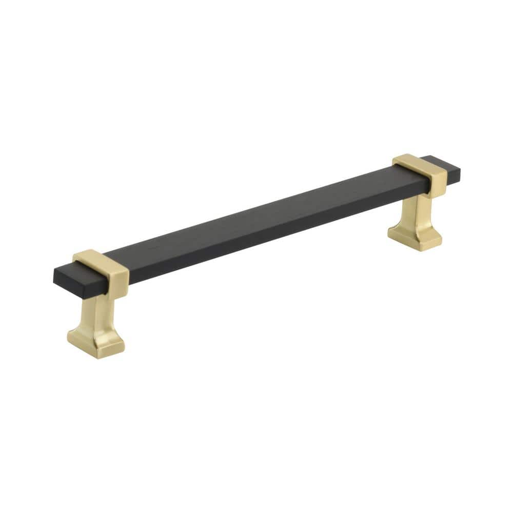 6-5/16 inch Brushed Gold and Black Bar Cabinet Pull