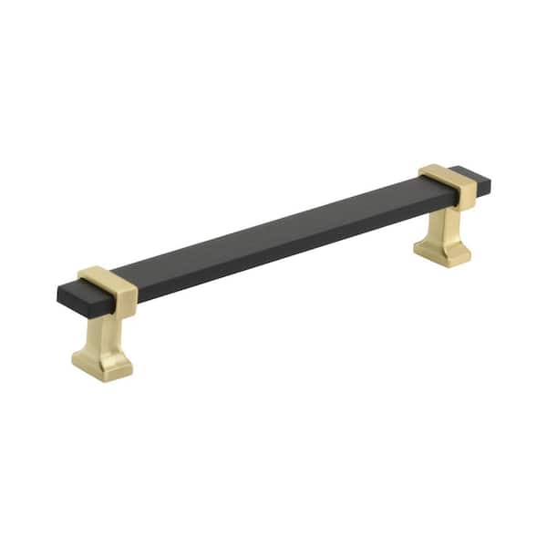 Amerock Overton 6-5/16 in. (160mm) Classic Brushed Matte Black/Brushed Gold Bar Cabinet Pull