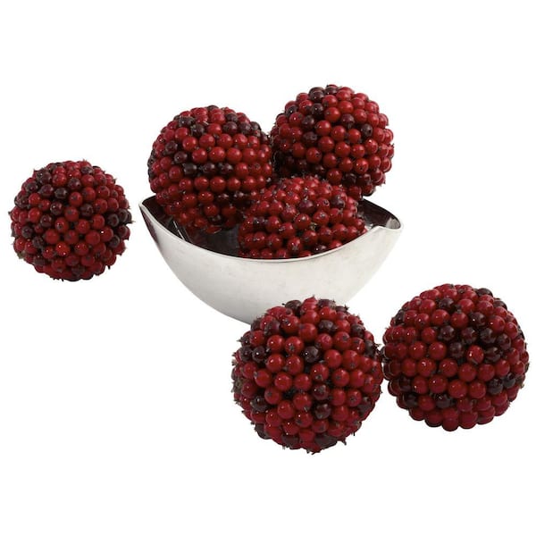 Nearly Natural 5 in. Red Berry Ball (Set of 6)