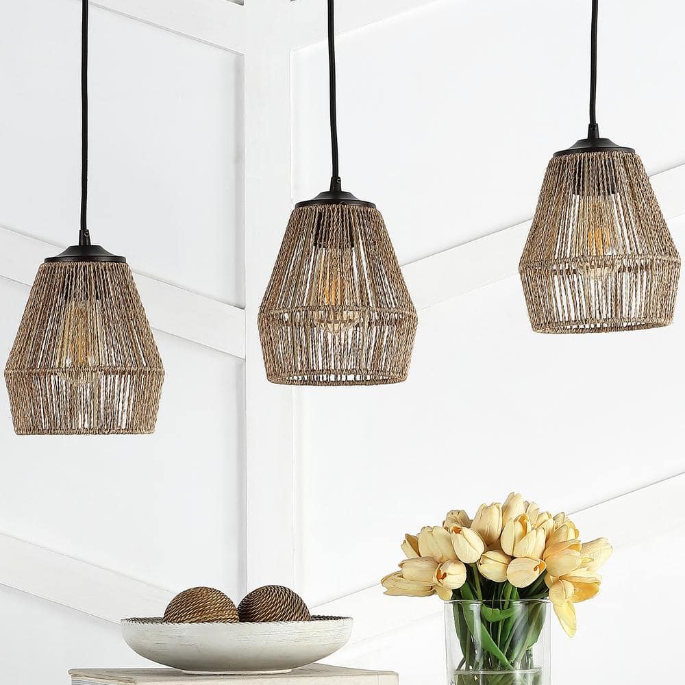 Ibiza Island 30" 3-Light Seagrass and Metal Pendant