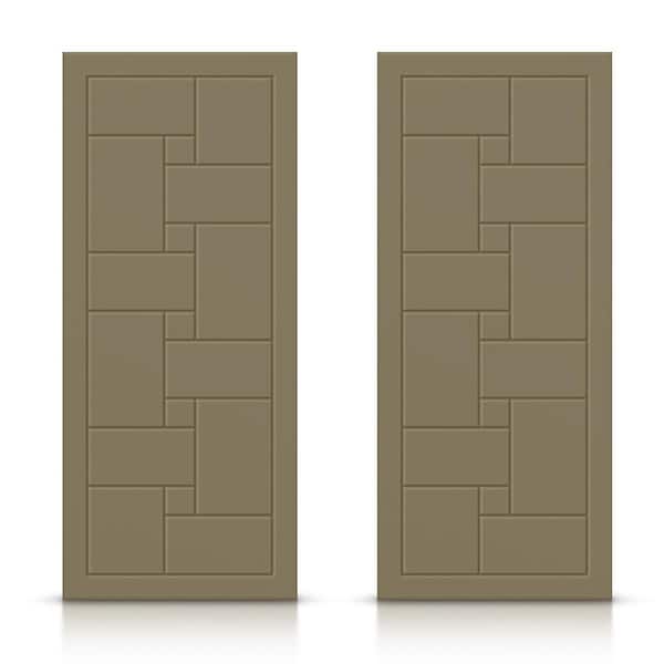 CALHOME 60 in. x 96 in. Hollow Core Olive Green Painted Composite MDF Interior Double Closet Sliding Doors