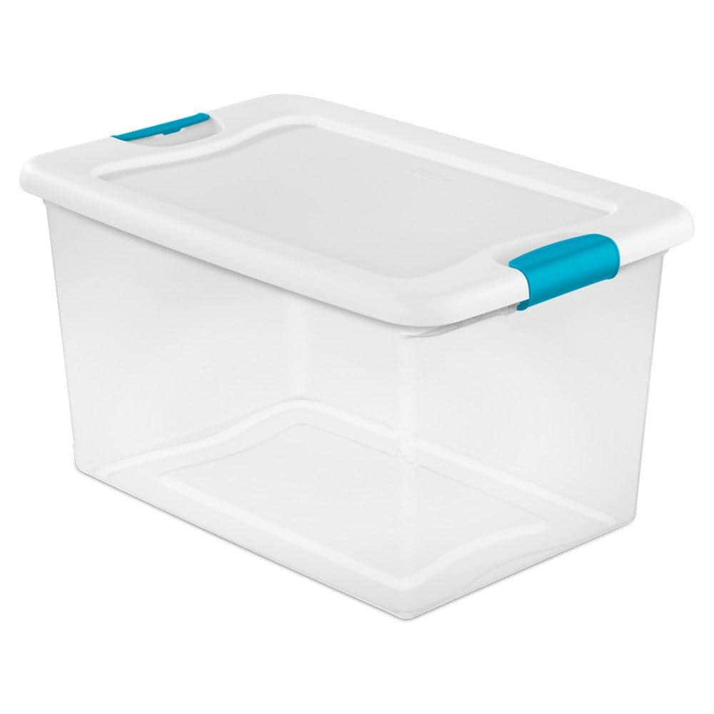 Sterilite 64 Qt. Latching Plastic Storage Box Tote Clear with Latches ...