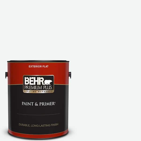 BEHR PREMIUM PLUS 1 gal. #BL-W09 Bakery Box Flat Exterior Paint & Primer