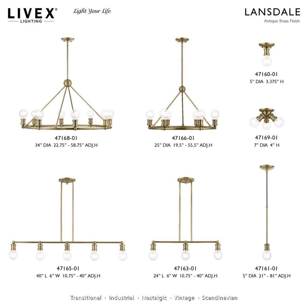 Mini Lansdale 5" Antique Brass Incandescent Indoor/Outdoor Pendant