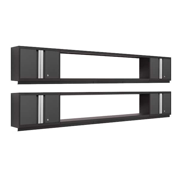 NewAge Products Bold Series 240 in. W x 19.58 in. H x 12 in. D 24-Gauge Welded Steel Garage Cabinet Set in Gray (6-Piece)