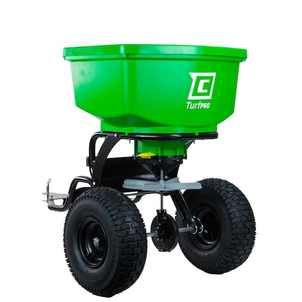 89620B Broadcast Spreader, 150Lbs, Steel, Tow Behind, 14" Tires, Auto-Stop, 11 Settings, Spreads Fertilizer and Seeds
