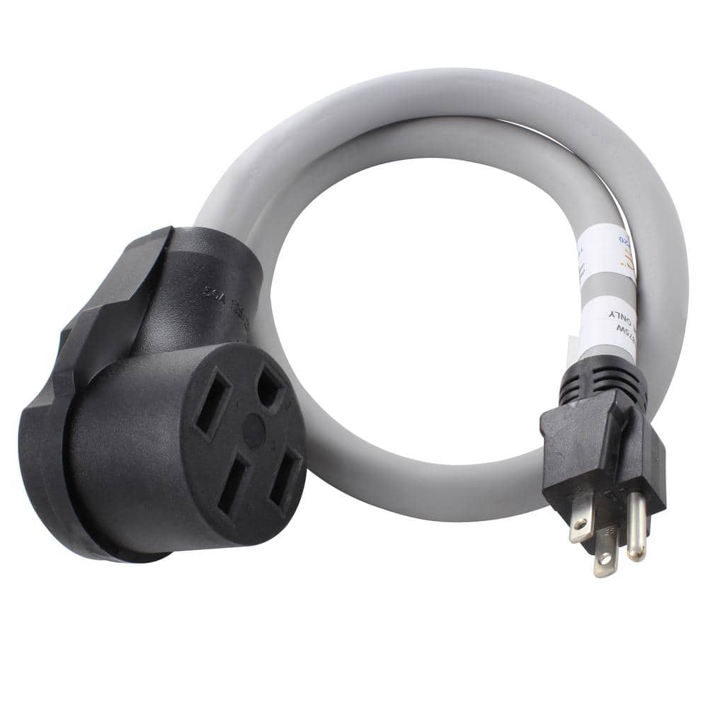 AC Connectors 3 ft. Regular Household 15 Amp 5-15P Plug to 50A EV Adapter f