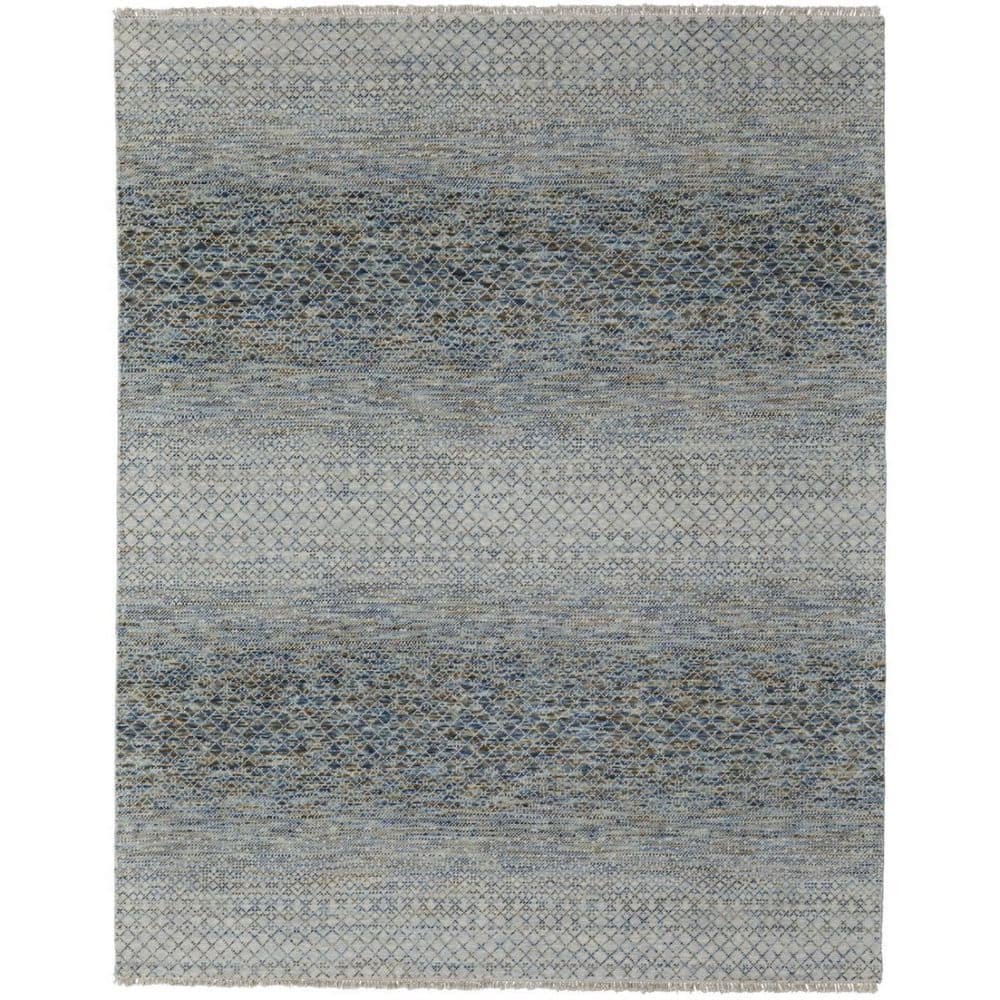 2 ft. x 3 ft. Ivory Blue and Brown Wool Hand Knotted Area Rug With Fringe price history on PriceWatchPro