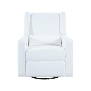 Luxury Power Motion Motorized Recliner Chair Swivel Glider, Upholstered Living Room Reclining Chair in Bright White