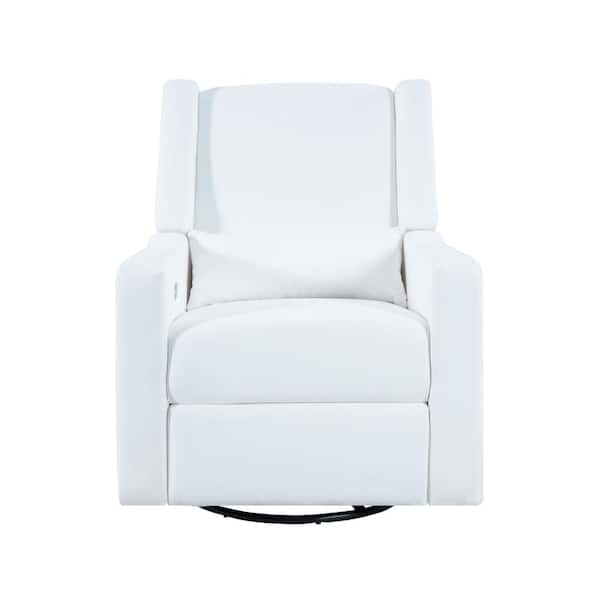 HOMESTOCK Luxury Power Motion Motorized Recliner Chair Swivel Glider, Upholstered Living Room Reclining Chair in Bright White