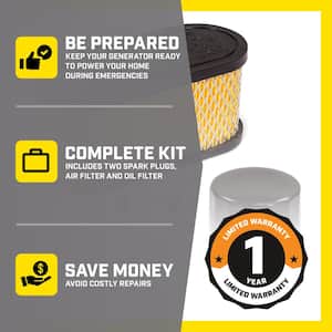 12.5 kW Home Standby Generator Maintenance Kit Spark Plugs, Air Filter, Oil Filter