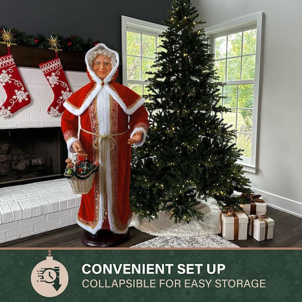 Fraser Hill Farm 58 in. Dancing Mrs.Claus with Hooded Cloak and