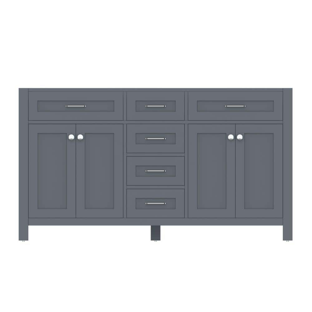 Norwalk 60 in. W x 21.5 in. D x 33.45 in. H Double Bath Vanity Cabinet without Top in Gray -  Alya Bath, HE-101-60D-G