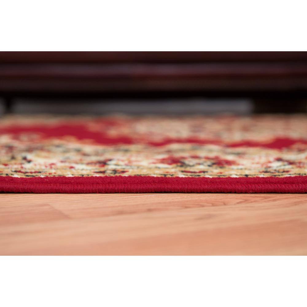 Red Oriental Synthetic Rectangular Area Rug 8' x 11'