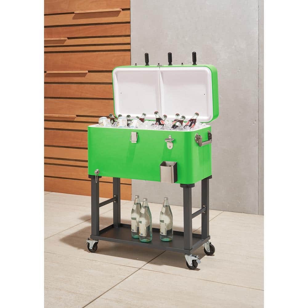 Electric Green Steel Foosball Cooler with Detachable Tub and Cover