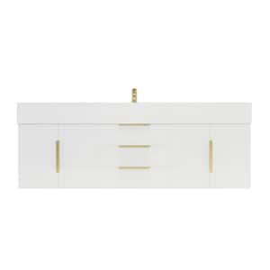 Bethany 59 in. W x 20 in. D x 22 in. H Single Sink Floating Bath Vanity in High Gloss White with White Acrylic Top