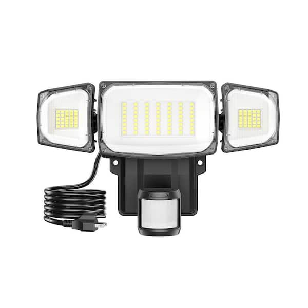 75-Watt Equivalent 7500 Lumen 120° Black Motion Sensing Dusk to Dawn LED Flood Light Plug In 1 Pack