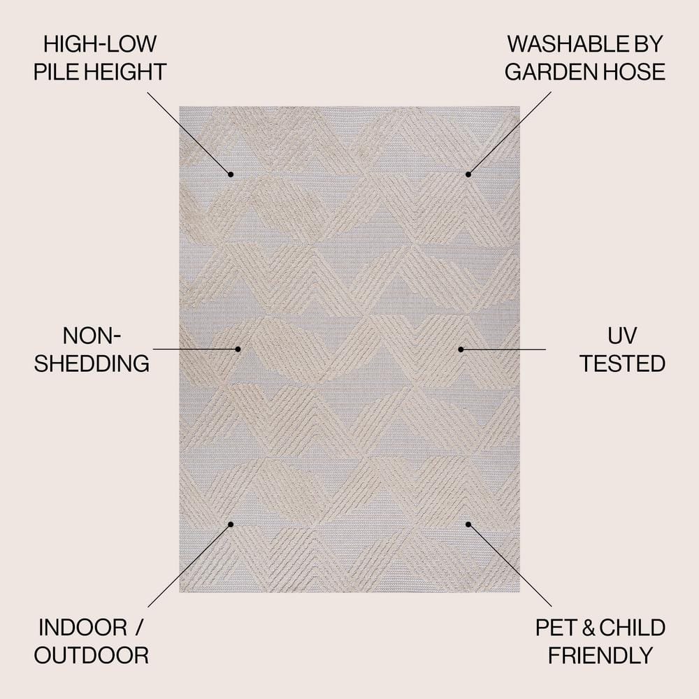 Ivory Geometric Art Deco 8' x 10' Reversible Synthetic Area Rug