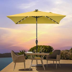 Enhance Your Outdoor Oasis with Yellow 6.5 ft. x 6.5 ft. LED Square Patio Market Umbrella - Stylish, Sun-Protective