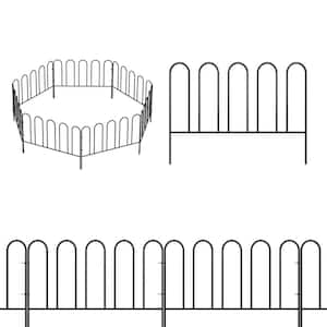 12.7 in. H x 10 ft. L 7 Panels Decorative Garden Fence No Dig Flower Bed Fencing Animal Barrier Black Metal Fencing