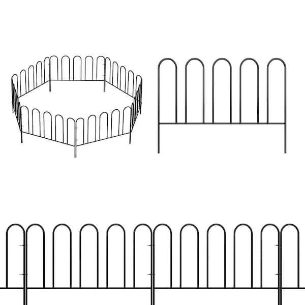 Oumilen 12.7 in. H x 10 ft. L 7 Panels Decorative Garden Fence No Dig Flower Bed Fencing Animal Barrier Black Metal Fencing