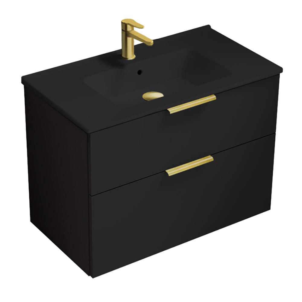 Bodrum 33.5 in. Modern Freestanding Bath vanity in Matte Black with Matte Black Ceramic Top price history on PriceWatchPro