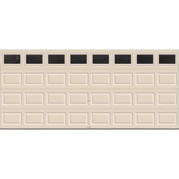 Clopay Classic Steel Short Panel 16ft x 7ft Insulated 6.5 R-Value Almond Garage Door with windows